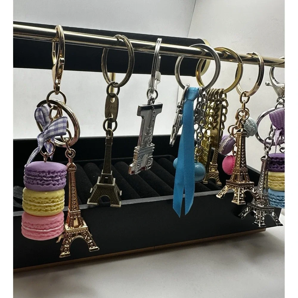 Paris Eiffel Tower Lot of‎ 7 Keychain / Purse Charm Macaron Charm France Travel